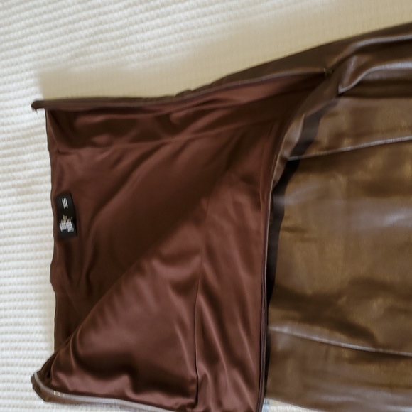 Tiger Mist brown faux leather strapless mini dress fully lined size XS like new - Picture 6 of 10